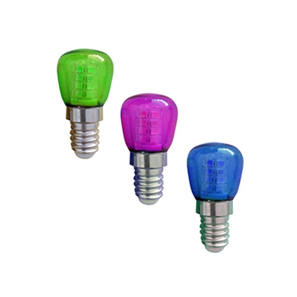 E14 LED 1W PURPLE-BLUE-GREEN 230VAC 60Lm 2835SMD Ra80 3PCS-PACK LED Mini Ε14 / Ε27 / ΒΑ15